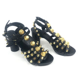 Black ARENA Leather Ankle Strap Gladiator Sandals / BALENCIAGA - Size 38