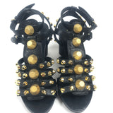 Black ARENA Leather Ankle Strap Gladiator Sandals / BALENCIAGA - Size 38
