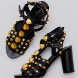 Black ARENA Leather Ankle Strap Gladiator Sandals / BALENCIAGA - Size 38