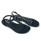 Black ARENA Studded Suede Thong Flat Sandals / BALENCIAGA - Size 38