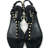 Black ARENA Studded Suede Thong Flat Sandals / BALENCIAGA - Size 38