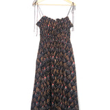 Black ASLI Ruffled Printed Cotton-blend Voile Midi Dress / ULLA JOHNSON - Size S