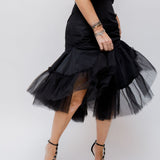 Black Asymmetric Ruffle Tulle Midi Skirt / SANDRA MANSOUR H&M - Size 36