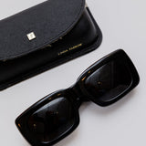 Black ATICO MARFA Square Frame Sunglasses / LINDA FARROW