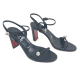 Black  85 Crystal-Encrusted Globes Leather Sandals / CHRISTIAN LOUBOUTIN - Size 39.5