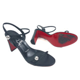 Black  85 Crystal-Encrusted Globes Leather Sandals / CHRISTIAN LOUBOUTIN - Size 39.5
