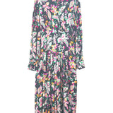 Black BAZIN Floral Print Jacquard Pleated Midi Dress / ISABEL MARANT ETOILE - Size 36
