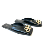 Black BB Leather Square Toe Mules / BALENCIAGA - Size 37