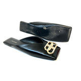 Black BB Leather Square Toe Mules / BALENCIAGA - Size 37