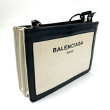 Black/ Beige Leather and Canvas Pochette Crossbody Bag / BALENCIAGA