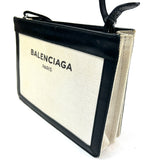 Black/ Beige Leather and Canvas Pochette Crossbody Bag / BALENCIAGA