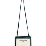 Black/ Beige Leather and Canvas Pochette Crossbody Bag / BALENCIAGA