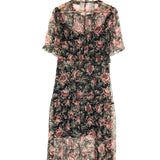 Black BIANCA Floral-print Midi Dress / SANDRO - Size 2