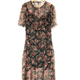 Black BIANCA Floral-print Midi Dress / SANDRO - Size 2