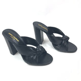 Black BIANCA Knotted Leather Slide Mules / SAINT LAURENT - Size 39.5