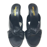Black BIANCA Knotted Leather Slide Mules / SAINT LAURENT - Size 39.5