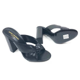 Black BIANCA Knotted Leather Slide Mules / SAINT LAURENT - Size 39.5