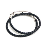 Black Braided Double Tour ROULIS Bracelet / HERMES