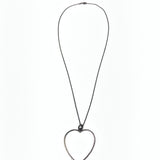 Black Broken Diamond Heart Necklace in Oxidized Silver / CALIFORNIA LOVE