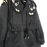 Black Butterfly Embroidered Safari Jacket / VALENTINO - Size 38