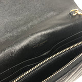 Black CASSANDRE Envelope Grained Leather Chain Wallet Bag / YVES SAINT LAURENT