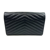 Black CASSANDRE Grained Leather Envelope Chain Wallet Bag / SAINT LAURENT