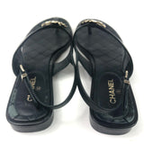 Black CC Embellished Thong Sandals / CHANEL - Size 37