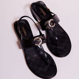 Black CC Embellished Thong Sandals / CHANEL - Size 37
