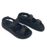 Black CC Grained Calfskin Leather DAD Sandals / CHANEL - Size 37