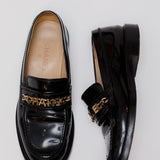 Black CC Logo Patent Leather Loafers / CHANEL - Size 39.5