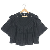 Black CIELO Tiered Cropped Cotton Silk Blouse / ISABEL MARANT - Size 38