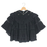 Black CIELO Tiered Cropped Cotton Silk Blouse / ISABEL MARANT - Size 38