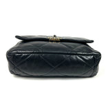 Black Chanel 19 Mixed Metal Hardware Flap Leather Bag / CHANEL