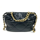 Black Chanel 19 Mixed Metal Hardware Flap Leather Bag / CHANEL