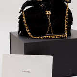 Black Chanel 25 Medium Suede Calfskin and Gold Metal Handbag / CHANEL