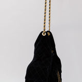 Black Chanel 25 Medium Suede Calfskin and Gold Metal Handbag / CHANEL