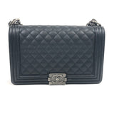 Black CHANEL BOY Medium Quilted Caviar Leather Flap Bag / CHANEL - Size 28cm
