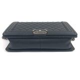 Black CHANEL BOY Medium Quilted Caviar Leather Flap Bag / CHANEL - Size 28cm
