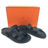 Black CHYPRE Leather Sandals / HERMES - Size 39