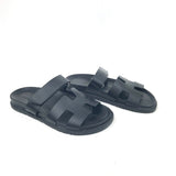 Black CHYPRE Leather Sandals / HERMES - Size 39