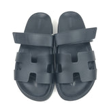 Black CHYPRE Leather Sandals / HERMES - Size 39