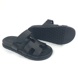 Black CHYPRE Leather Sandals / HERMES - Size 37.5