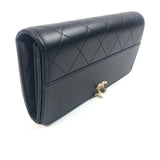 Black Classic Quilted Flap Wallet / CHANEL