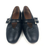 Black CLAUDIA Double Straps Leather Ballet Flats / LE MONDE BERYL - Size 38