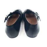 Black CLAUDIA Double Straps Leather Ballet Flats / LE MONDE BERYL - Size 38