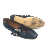 Black CLAUDIA Double Straps Leather Ballet Flats / LE MONDE BERYL - Size 38