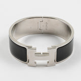 Black CLIC CLAC Bracelet in Enamel with Palladium Plated Hardware / HERMES