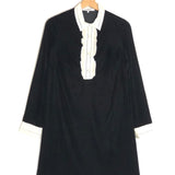 Black Collared Velvet Mini Dress / GERARD DAREL - Size 38