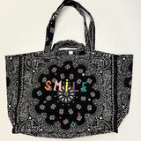 Black Cotton Bandana Maxi Tote Bag / CALL IT BY YOUR NAME