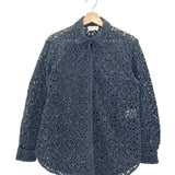 Black Cotton-Blend Guipure Lace Shirt / SEZANE - Size 36